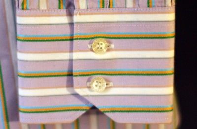 Lacoste Dress Shirt 46 Purple Striped Alligator Logo  