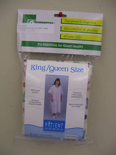 King/Queen Patient Hospital GOWN 3XLG PRINT Tie Back  