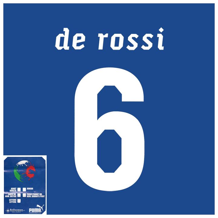 DE ROSSI 6 ITALIA PUMA 2010 PERSONALIZZAZIONE X MAGLIA  