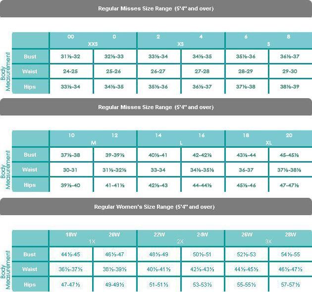   specific garment measurements To see the specific garment size see