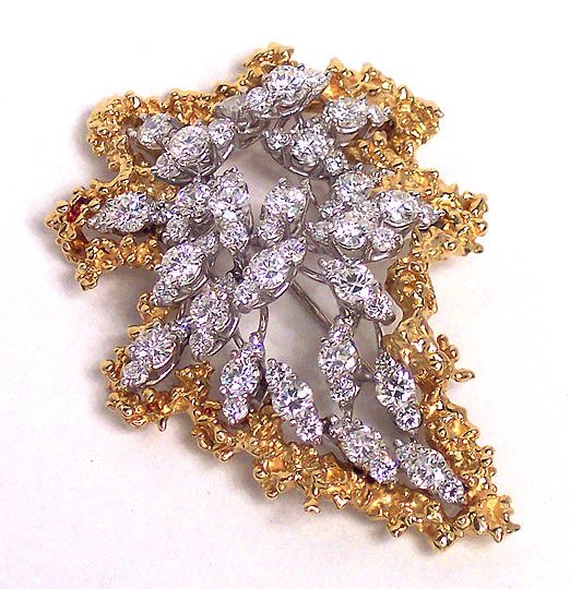 GORGEOUS 18k GOLD PLATINUM 6.25ct DIAMONDS FREEFORM PIN  