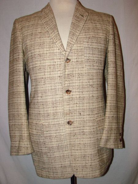 Vtg 40s Cream PENNYS GENTRY Brown FLECK BLAZER Sz 40  