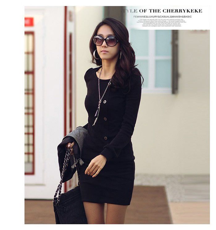 Women Sexy Long Sleeve Casual Mini Dress Cocktail Party Dress One 