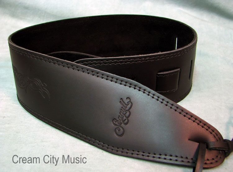 Seagull Guitar Strap Black Acoustic & Electric Leather Suede Tribal 