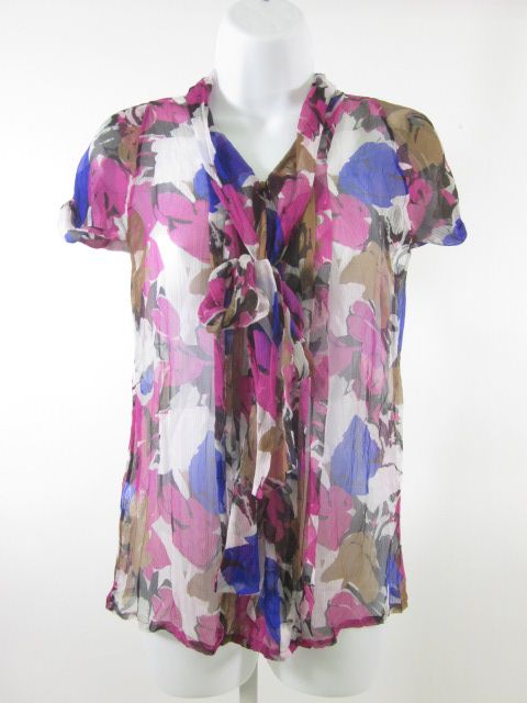 SCANLAN & THEODORE Multi Color Sheer Silk Blouse Sz 6  