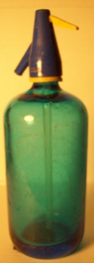 Saphire Blue Seltzer Bottle YANKEE Bottling Brooklyn NY  