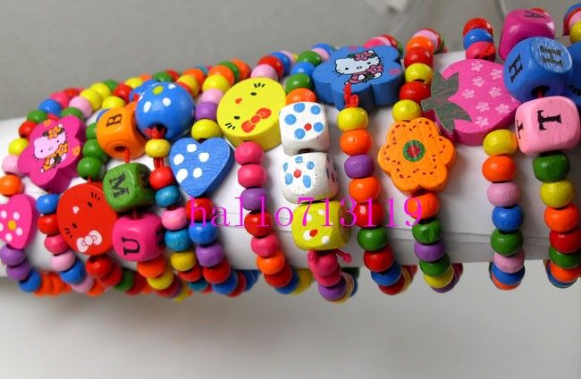   childrens Party Gift wood bracelets wristband wholesale jewelry lot