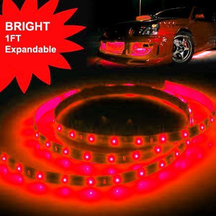 1ft Red LED Strip Rope Lights Expandable Flexible 12V  