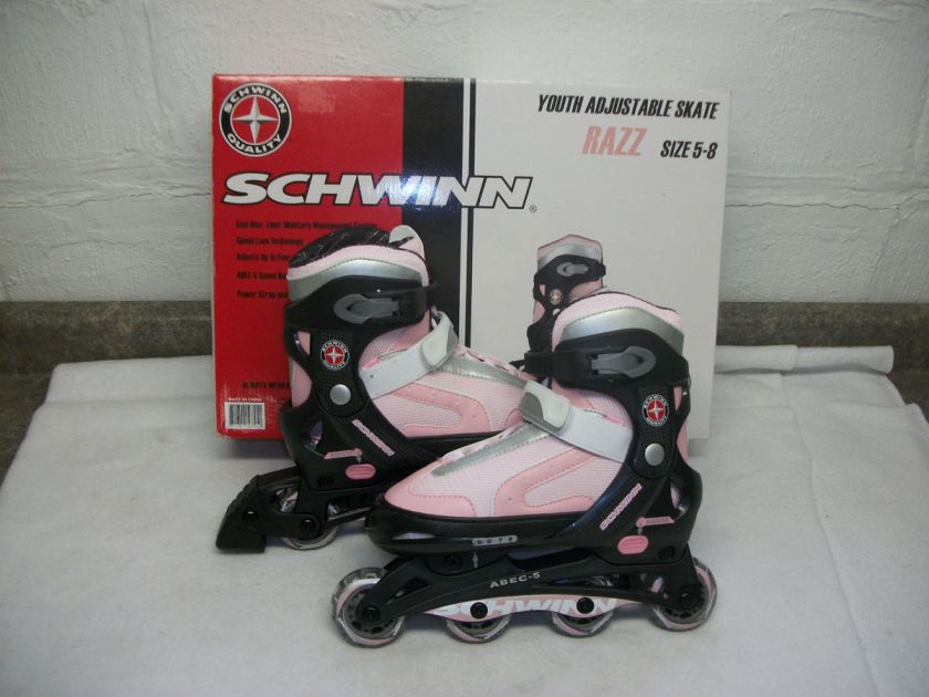 GirlsWomens Roller Blades Inline Skates size 5 8 NICE SCHWINN PINK 