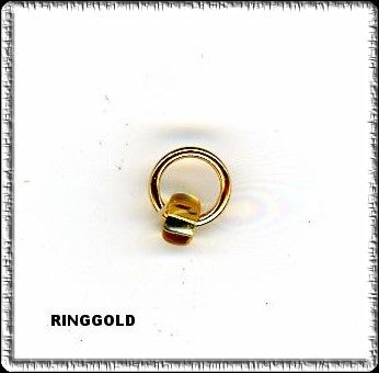 GOLDEN Security Ring w BEAD Nail Dangle art charm  