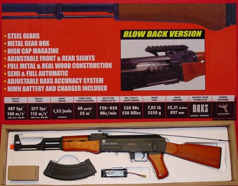   AK47 KALASHNIKOV AK 47 Blow Back REAL WOOD & FULL METAL 487fps 8.5lbs