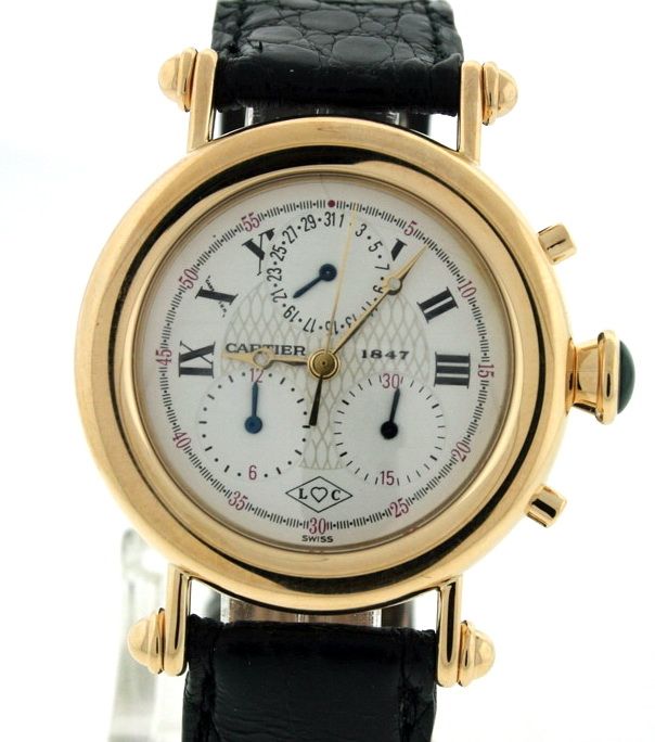 Cartier Diablo Chronograph RARE 18k Gold 32mm Watch.  