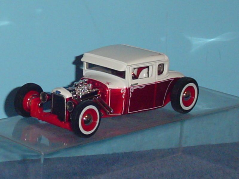 1929 FORD MODEL A COUPE RAT ROD 124 RED & WHITE  