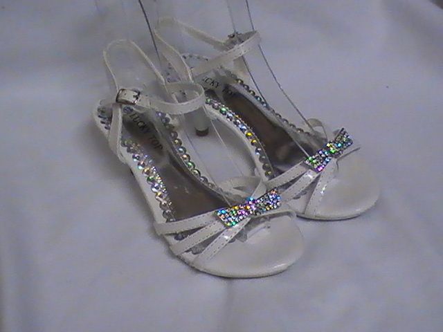 Girls White Dress Shoes Pageant Heels(T 28) Yt Sz 12  