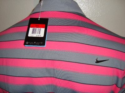 066) L 2012 Nike Golf Tour Issue Premium Stripe Polo Shirt $100 