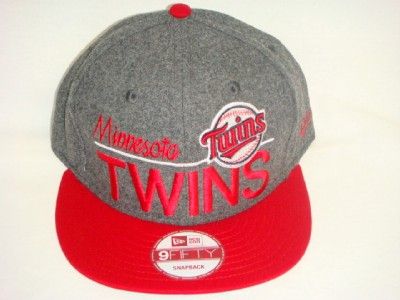 MINNESOTA TWINS NEW ERA NCAA SNAPBACK HAT CAP WOOL GREY/TEAM  