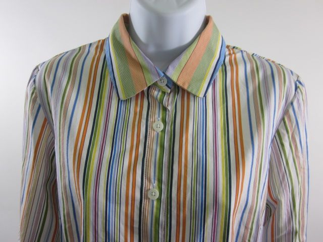 MILLY Multicolored Striped Button Down Shirt Top Sz 6  