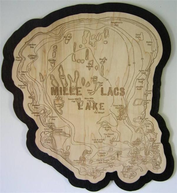 Mille Lacs Lake Map Art  Lake Decor  