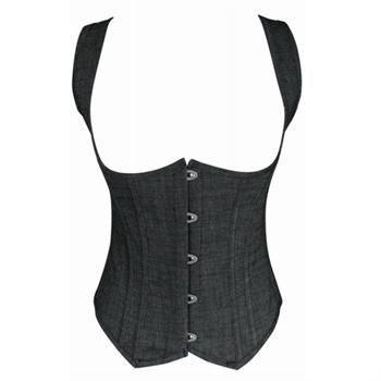   Fashion Denim Dream Under Bust Corset Buckles Front Bustier  