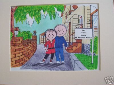 PERSONALIZED CARTOON New home house warming 1st house  