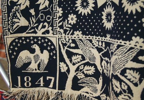 RARE Matthew Rattray Jacquard Antique Coverlet d. 1847  