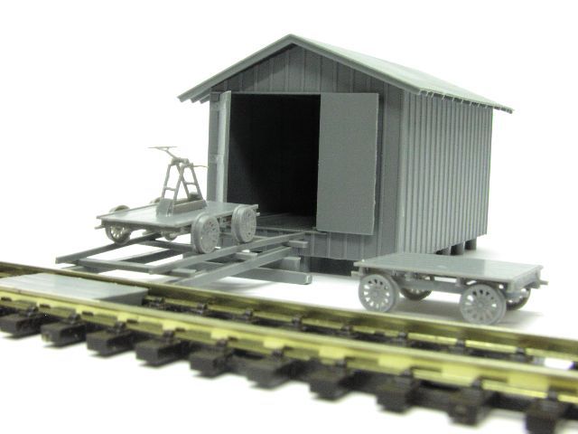 CMA Handcar Shed Kit with handcar & pushcar #7011  