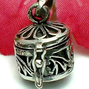 STERLING SILVER CIRCULAR PRAYER / PILL BOX PENDANT #4  