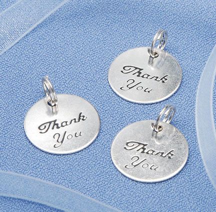 20 pc Silver Thank you RND Charms Favors Shower/Wedding  