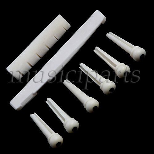 1SET Of Acoustic Guitar Bone Bridge Pins Saddle Nut  