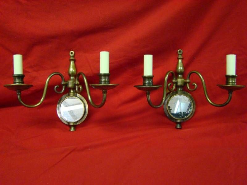 VINTAGE BRASS WALL SCONCES FEDERAL STYLE  