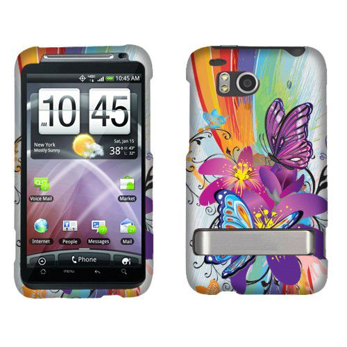 For HTC ADR6400 Thunderbolt Phone Rainbw Flower Butterfly 2D Accessory 