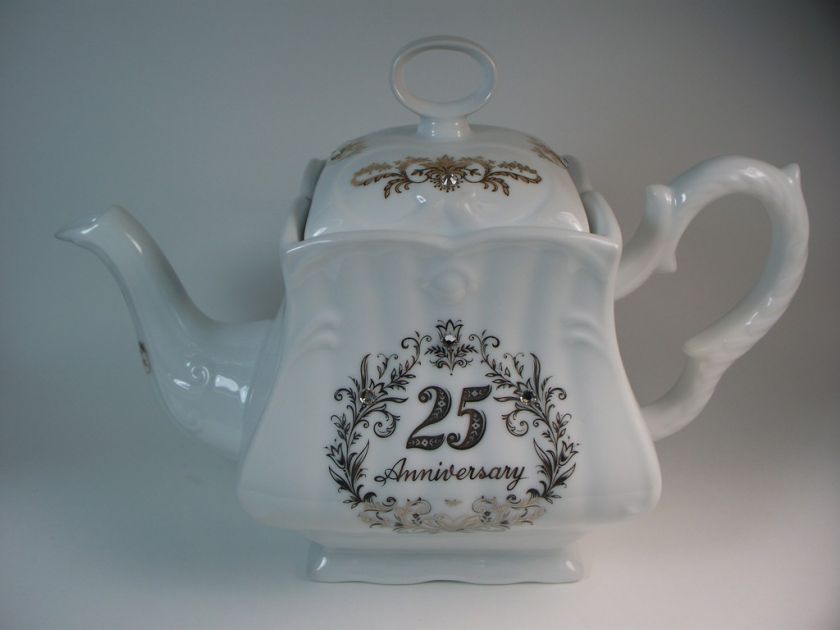 25th Anniversary Teapot Gift   Porcelain Tea Pot  