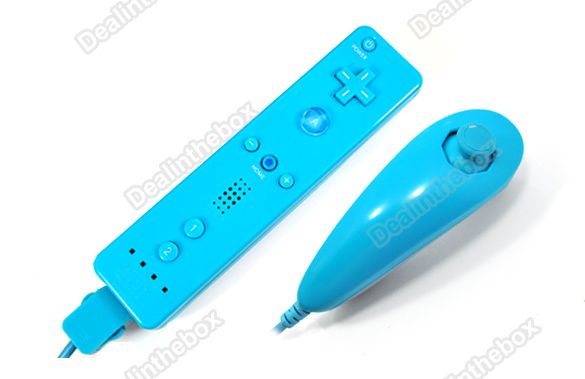 Remote&Nunchuk Controller Set For Nintendo Wii Game BLU  