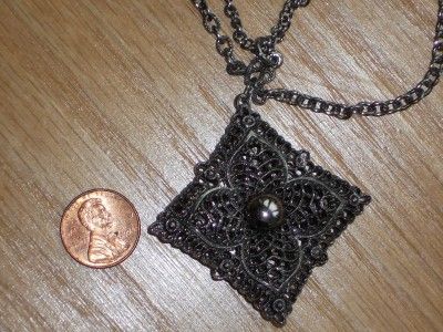 VINTAGE 36 CELEBRITY Marcasite Look 3D PENDANT / NECKLACE   DOUBLE 