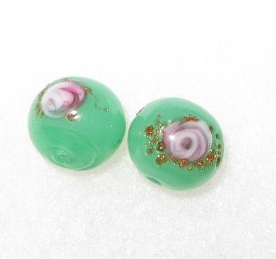 VINTAGE VENETIAN GLASS SEA GREEN WEDDING CAKE BEADS  