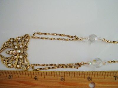   AVON NECKLACE BUTTERFLY AB RHINESTONES YOKE STYLE GOLDTONE NM  