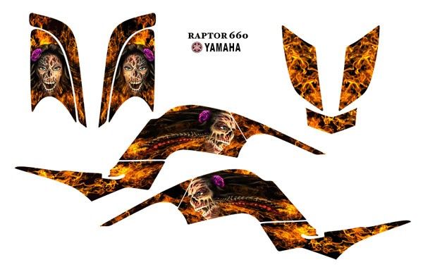 YAMAHA Raptor 660 Graphic kit Flaming Zombie Girl 9700N  