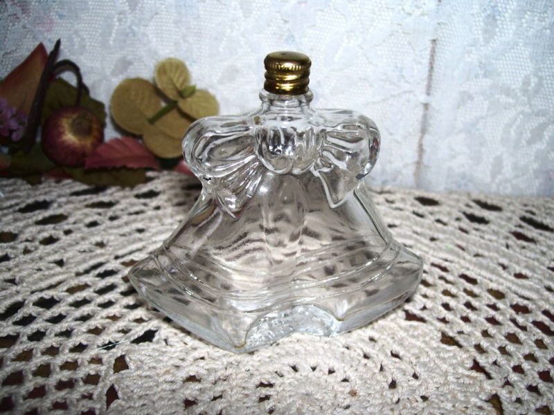 VINTAGE FIGURAL PERFUME BOTTLE GLASS BELLS & BOW USA  