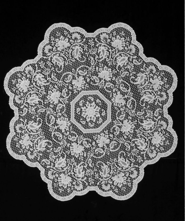   Lace Medallion Table Topper 36 Round Blue Haze/Cafe/Earth  