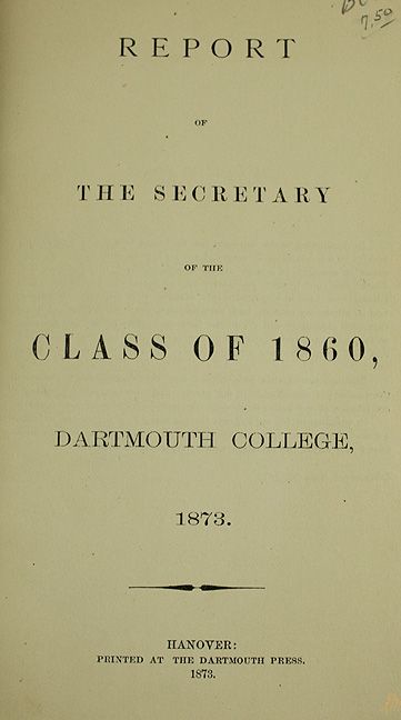 Interesting 1860 Dartmouth College Secretary Report  