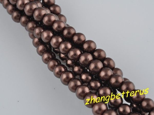 400 Pcs Brown Glass Pearl Spacer Loose beads charms findings 4mm 