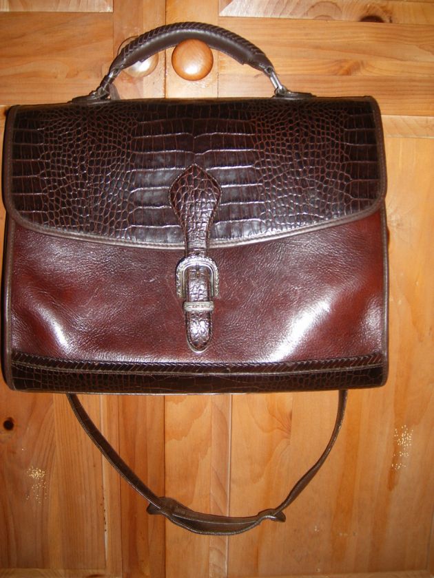 NEW BRIGHTON BRIEFCASE LAPTOP CROCO LEATHER RETIRED  