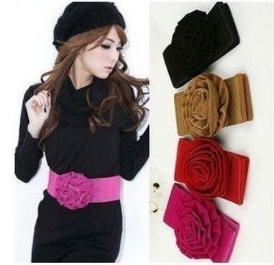 Big Flower Flannel Buckle Style Elastic Belt Waistband  