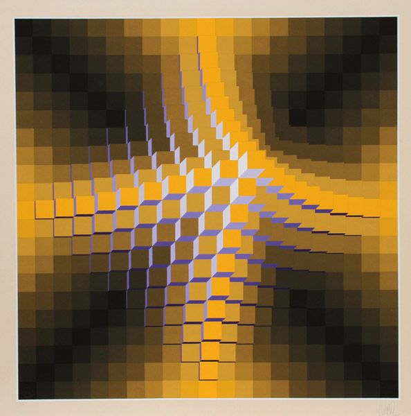 Jean Pierre Vasarely Yvaral, OP Art Serigraph  