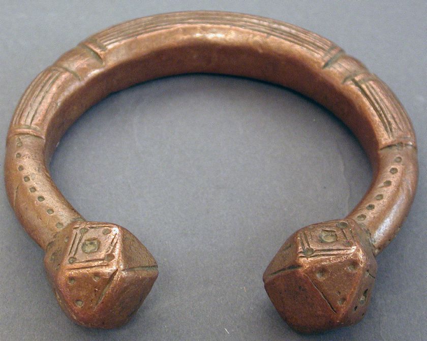 JEWELRY AFRICAN TUAREG FULANI TRADE CURRENCY COPPER METAL BRACELET 