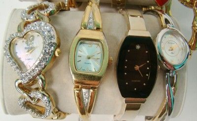 WATCHES GOLDTONE KESSARIS HEART CRYSTAL CUFF CARRIAGE SARAH COVENTRY 