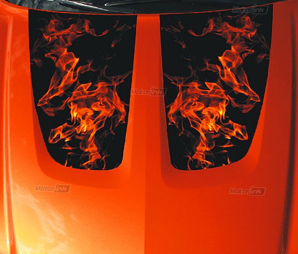   Dodge CHARGER Flaming Hood Decal Flame Graphics Stripes 2012 motorINK