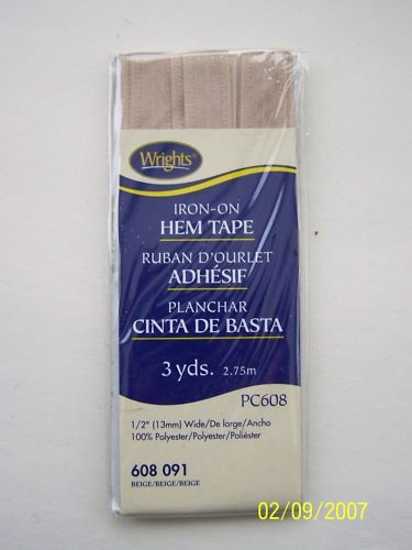 Hem Tape Iron On Beige 1/2w x 3 yd pkg.  