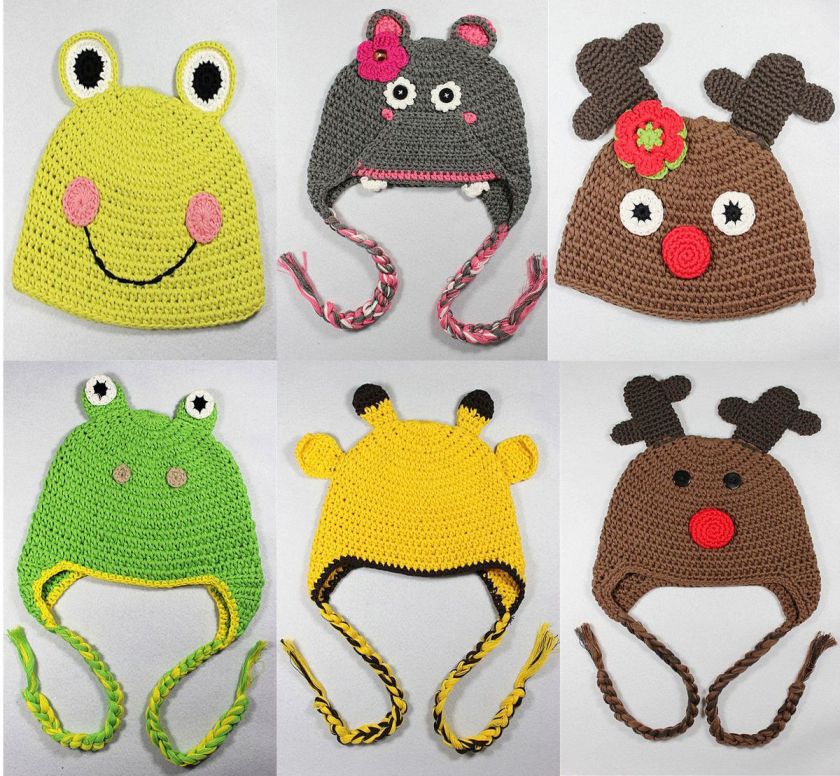 Cute Animal Crochet Knit Earflap Hat Baby Child Girl Boy Gift Giraffe 