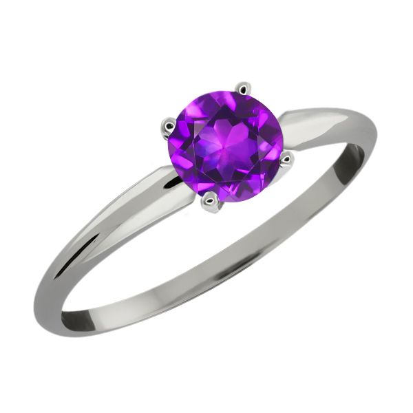 30 Ct Round Cut Genuine Purple Amethyst Sterling Silver Ring  